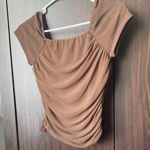 Ragdoll Chocolate Brown Draped Blouse